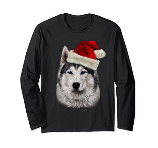 Santa Hat, Christmas Dog, T-Shirt