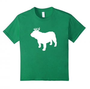 Bulldog Reindeer Christmas Dog T Shirt