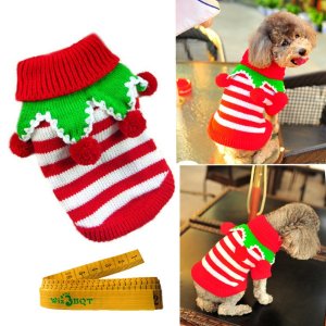 Christmas Dog Cat Pet Sweater Knitwear Outerwear with Collar and Balls for Cats & Dogs