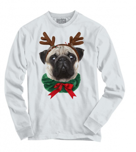 Funny Cute Pug Holiday Dog Santa Claus Puppy Ugly Christmas Long Sleeve Tee