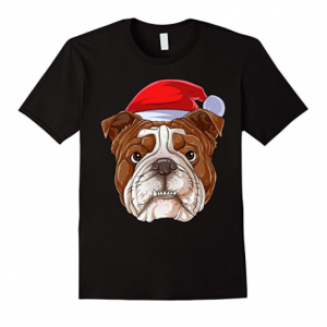 Santa English Bulldog Face T Shirt