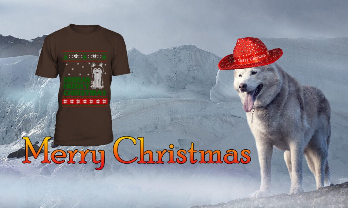 siberian huskie Christmas t-shirts